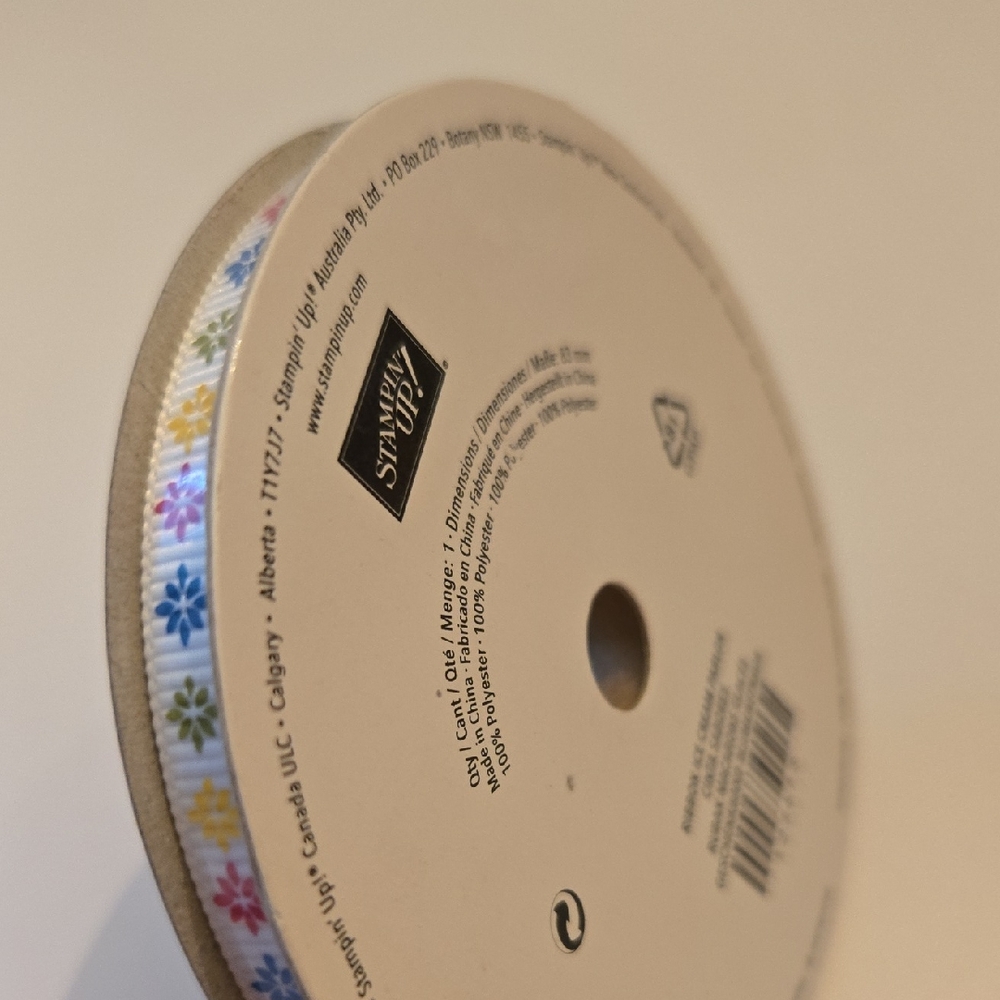 NWT Stampin' Up! Retired Ice Cream Parlor Ribbon 1/4" x 15 Yards Grosgrain Spool